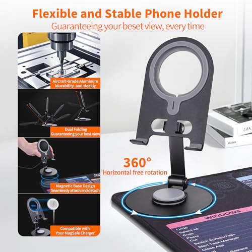 Wireless Charging Mouse Pad with Phone Holder Gaming Mousepad Desk Mat 15W Qi Fast Charging Pad Ultra-Smooth Surface Non-Slip Extended Premium Black Computer Keyboard Mat for MacBook PC Laptop - color: Holder -Charging