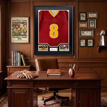 Aluminum Jersey Display Frame Case Large Shadow Box Jersey Frame with Photo Slots 98% UV Protection Clear Acrylic for Football, Hockey, Basketball, Baseball Shirt Ideal Gift for Sports Fans - color: Jersey Frame 8