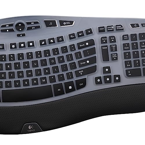 Keyboard Cover for Logitech K350 MK570 MK550 Wireless Wave Keyboard, Logitech MK570 MK550 Ergonomic Wave Keyboard, Ultra Thin Silicone Keyboard Skin, K350 K570 K550 Protective Accessories -Black - color: Black