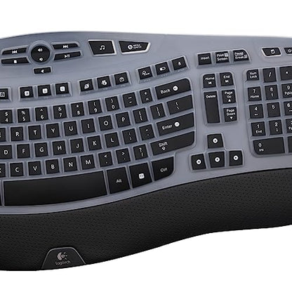 Keyboard Cover for Logitech K350 MK570 MK550 Wireless Wave Keyboard, Logitech MK570 MK550 Ergonomic Wave Keyboard, Ultra Thin Silicone Keyboard Skin, K350 K570 K550 Protective Accessories -Black - color: Black