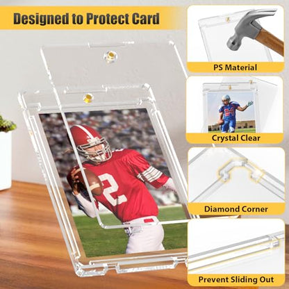 25 Packs 75pt Magnetic Card Holders for Trading Cards | 0.22" Slim Profile, U-V Protection, Individually Wrapped, 2 Strong Magnets, for Baseball Game Collector Display Storage - size: 25 Packs