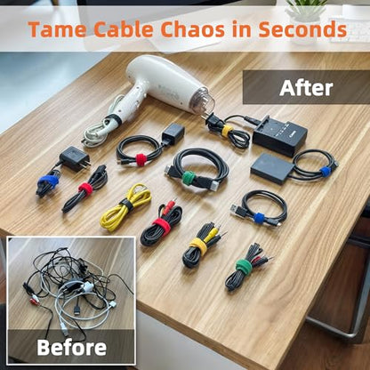 90PCS Reusable Cable Ties with Hook and Loop, Multi-purpose Adjustable 8 Inch Cable Management Wire Ties Cable Straps for Organizing Home, Office and Data Centers, Black - color: Black 90pcs