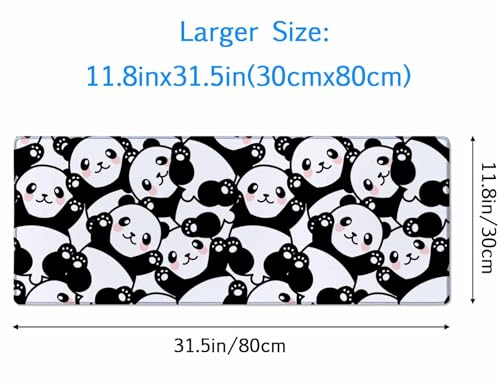 Gaming Mouse Pad Large, Keyboard Mouse Mat Desk Pad, Non-Slip Rubber Base with Stitched Edges Mousepad, 31.5X11.8 inch Cute Panda - color: Cute Panda, size: 31.5L x 11.8W inches