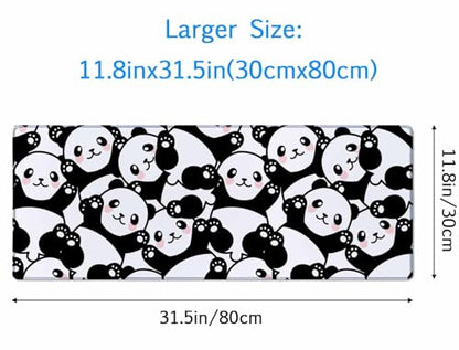Gaming Mouse Pad Large, Keyboard Mouse Mat Desk Pad, Non-Slip Rubber Base with Stitched Edges Mousepad, 31.5X11.8 inch Cute Panda - color: Cute Panda, size: 31.5L x 11.8W inches