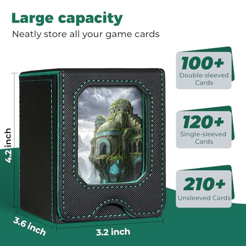 Fabmaker 4 pack Deck Box Compatible with MTG, Display Card Storage Box Holds 100 Double-Sleeved Cards, Trading Card Deck Case Compatible with Magic the Gathering with PU Leather & Magnetic Closure - color: Multicolor