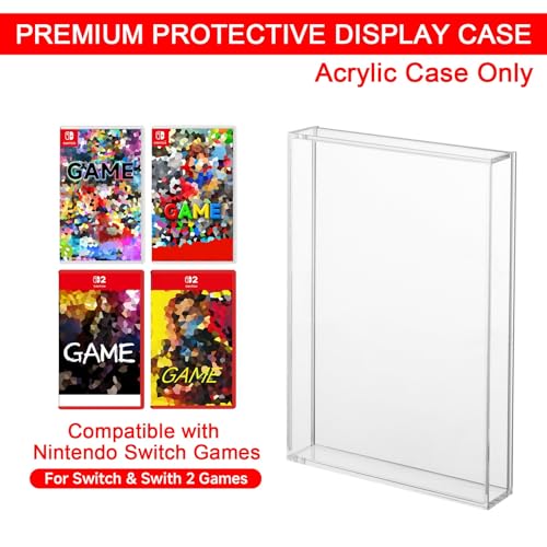 Clear Acrylic Game Protective Case for Switch 1 & 2 Games | 3mm Thick Dustproof Wall Storage Holder, Display Case for Switch Game, Pack of 1