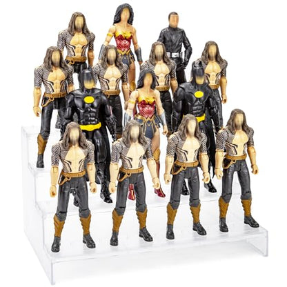6 inch Acrylic Riser Display Shelf,Clear Action Figures Stands With PEG,4 Tier Toy Collectibles Organizer Compatible with 1/12 Scale Action Figure Toy (Fit For 6 inch Figure Toy-Clear) - color: Fit For 6 inch Figure Toy-Clear
