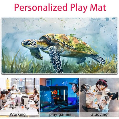 MTG Playmat, Smooth Surface Game Play Pad MTG TCG 24 x 14 inch with Storage Bag, Non-Slip Mouse Pad Card Fighting Game, Waterpainted Turtle - color: Waterpainted Turtle