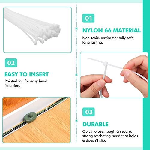 Shappy 60 Inch 50 Pcs Zip Ties Heavy Duty Strong Large Cable Wire Ties Zip Industrial Sturdy Wire, Awnings Tying Branches Bundling of Crops Fixed Water Pipes (White) - color: White, size: 60 inch
