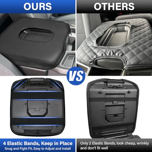 Center Console Armrest Cover for 2019+ Chevy Silverado/GMC Sierra Jump Seat | 2026 Silverado Armrest Lid Anti-Scratch Protector Cover, Split-Bench Seat ONLY, Soft Leather Arm Rest Cushion Pad + 1 Brush - color: For 2019+ Silverado/Sierra-Jump Seat