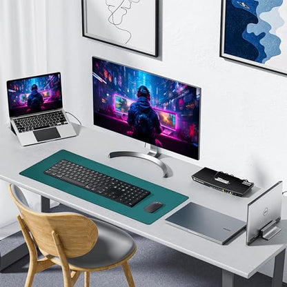ALOANES Green Waterproof Desk Mat, Large Mouse Pad with Extended Mouse Mat, with Anti Slip Base, Stitched Edge, Grain Jacquard Surface, Perfect for Gamer, Office& Home 3XL(35.43"x15.74"x0.12") - color: 01- Pro Green, size: 3XL(35.4" x 15.7")
