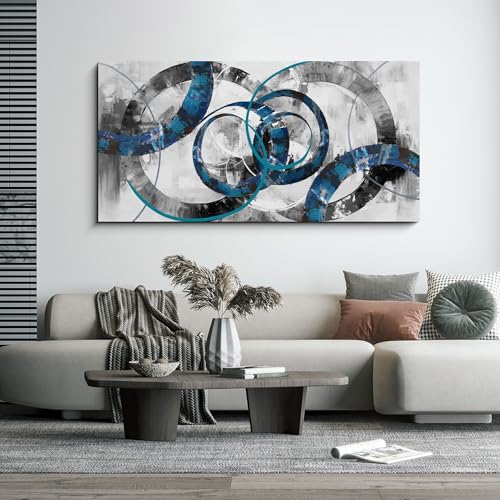 XLSJERST Large Wall Art for Living Room – Blue Abstract Canvas Artwork Designed Elegant and Minimalist Style Perfect for Bedrooms Offices and Modern Home Decoration - color: Blue and Gray, size: 20x40 inches