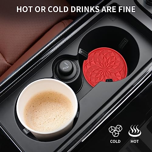 ME.FAN Car Coasters for Cup Holders [4 Pack] - 2.75In Silicone Auto Mug Mats - Universal Non-Slip Recessed Car Interior AccessoriesRed - color: 4 Pack-red