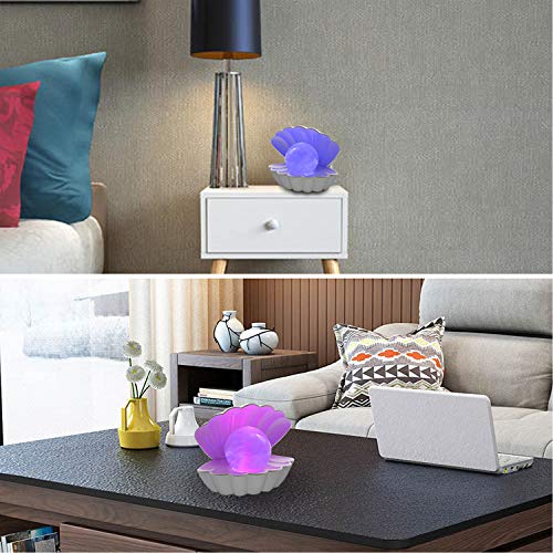 LKUA Shell Pearl Beach Themed Night Light, RGB 8 Colors Changing Mood Shell Pearl Lamps, Bedside LED Clamshell Portable Night Lights for Bar (White) - color: White