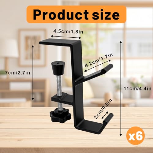 6 Pcs Adjustable Purse Hooks Heavy Duty Bag Hanger for Table | Hooks Bag Hanger for Desk Fireplace, Bag Holder for Table for Desk Key Backpack - size: 6 Pieces