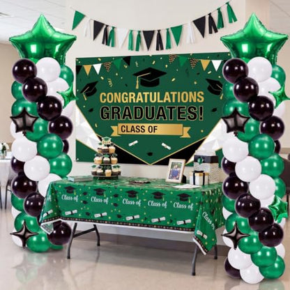 Gejoy 110 Pcs Football Party Balloon Column Stand Kit Green White Black Adjustable Tower Stand from 1.4 to 6.6 ft with Bases for Football Party Back to School Wedding Birthday Baby Shower - color: Green White Black