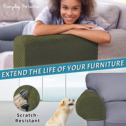 Roytub Couch Arm Covers, Sofa Arm Covers, Stretch Armrest Cover for Sofas, Armchair, Loveseat, Recliner, Sofa armrest Cover, Arm Chair Covers Set of 2(Medium, Sage Green) - color: Sage Green, size: M - 17.5"(D) × 6.3(W) × 8.2(H)