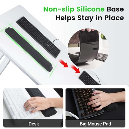 MEKASS Ergonomic Wrist Rest for Keyboard and Mouse, Soft Memory Foam Keyboard Wrist Rest Set with Non-Slip Silicone Base, Easy Typing, Pain Relief, Comfort for Office, Work, Gaming (Purple) - style: Purple