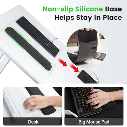 MEKASS Ergonomic Wrist Rest for Keyboard and Mouse, Soft Memory Foam Keyboard Wrist Rest Set with Non-Slip Silicone Base, Easy Typing, Pain Relief, Comfort for Office, Work, Gaming (Purple) - style: Purple