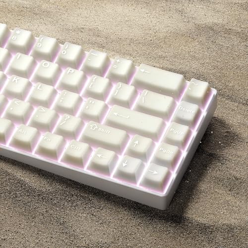 GMKWTL XVX White Jade Keycaps, Double Shot PBT Keycap Set with Cherry Profile, 121-Keys Translucent Keyboard Keycaps Compatibility with ANSI Layout MX Switches Mechanical Keyboard - color: White