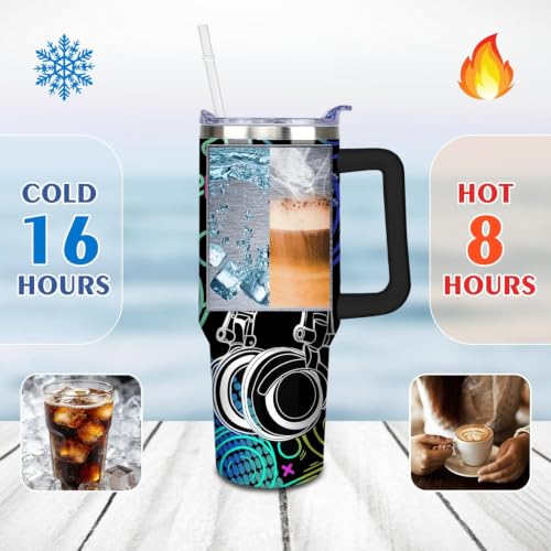 Game Tumbler with Lid and Straw, 40oz Gamer Water Bottle Cup with Handle, Gaming Travel Coffee Mugs, Birthday Gifts for Gamer Men Boys - color: Game 03, size: 40 Ounces