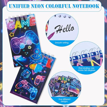 Tuhangcc 110Pcs Video Game Party Favors Set For 12 Guest Included Video Game Keychains Gamer Goodie Bag Silicone Wristband Stickers Notebooks Gel Pen For Gamer Party Favors Gamer Birthday Party Gifts
