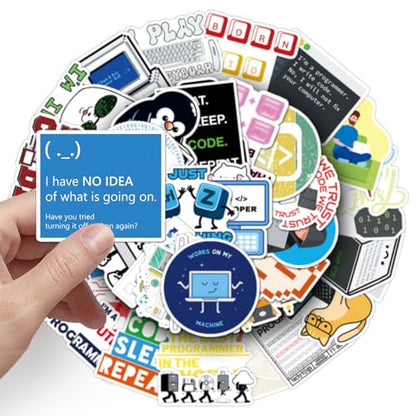 50Pcs Programmer Stickers Funny Programming Coding Vinyl Decals for Laptop Water Bottles Journals Developers IT Students Tech Lovers Computer Desks and Software Engineers - style: Programmer