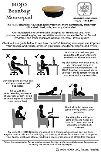 MOJO Beanbag Ergonomic Mousepad - Comfortable Mouse Pad for Sofa, Bed, Lap, Couch, and Anywhere Else (Bamboo Wood) - color: Bamboo Wood