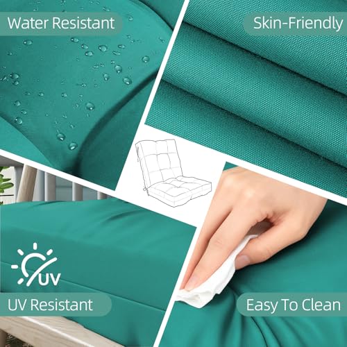 Outdoor Chair Cushions Set of 2, 42x21x4 Inch Patio Cushion for Dining/Rocking Chairs, High Back Soft Seat Pad with Ties, Indoor Outside Use, Fade-Resistant & Waterproof, Lake Blue - color: Lake Blue