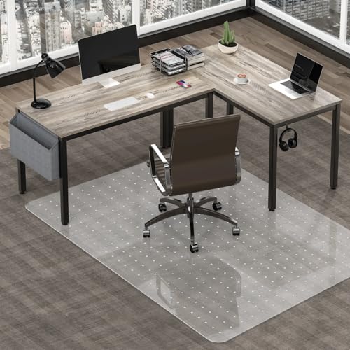 Chair Mat for Carpet, YOOMAYA 46" x 60" Office Chair Mat for Carpeted Floors, Easy Gliding Under Desk Carpet Protector, Slip Resistant Heavy Duty Plastic Floor Mat for Home, Gaming, Study Room (Clear)