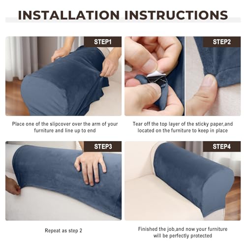 Couch Arm Covers 2 Pcs Sofa Armrest Covers Stretch Couch,Armrest Cover for Chairs Scratch-Resistant Sofa Arm Cover Armchair Slipcovers,Berlin Blue - color: Berlin Blue, size: 2PC Armrest Cover