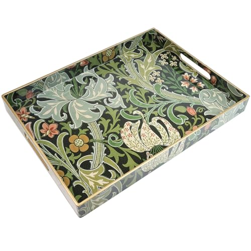 Spsyrine Serving Tray with Handles, Plastic Decorative Tray for Coffee Table, Living Room, Home Decor, Golden Lily - color: Multi a