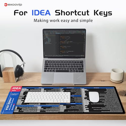 excovip IDEA Commands Shortcuts Mouse Pad -80x30x0.2 cm Extended Large Cheat Sheet Mousepad PC Office Spreadsheet Keyboard Mouse Mat Non-Slip Stitched Edge 0362 - color: For IDEA