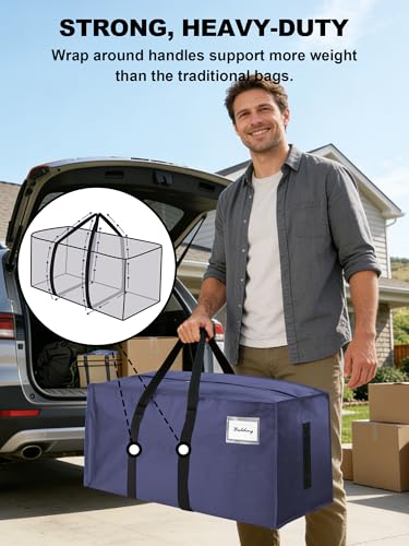 HOMESURE Supports 200lbs Heavy Duty Moving Bags - Strong Zipper & Wrap-Around Handles - Water-Resistant Storage Totes, Durable Alternative to Moving Boxes - 8 Pack - Blue - color: Blue