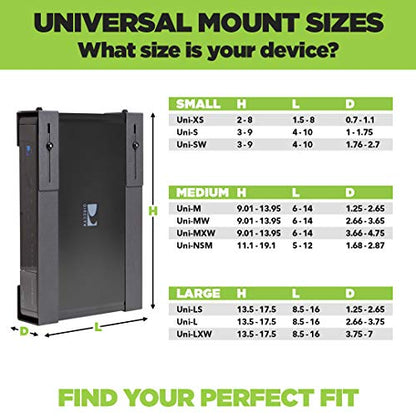 HIDEit Mounts Uni-LS Mount - Patented in 2015, Made in USA - Steel Adjustable Large and Slim Wall Mount. Hide Your Cable TV Box, Satellite Receivers, DVRs, Security NVRs and Other A/V Equipment - size: USA Made Large Slim