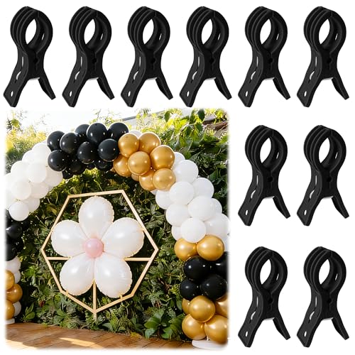 PUGPIU 10 Pack Balloon Arch Clips for Backdrop, 3.5 Inch Black Spring Clamp | Plastic Balloon Clips for Arch, Great for Backdrop Stand, Birthday Wedding Decoration, Hang-drying, Beach Towels, Photos - color: Black1