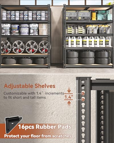 CypBed Storage Shelves Heavy Duty Garage Shelving Unit Adjustable 2000LBS Metal Shelving 5 Tier Garage Storage Rack, Shelf for Basement/Warehouse/Pantry/Closet/Kitchen 35.54" W x 16" D x 72" H, Black - size: 72" H x 35.6" W x 16"D