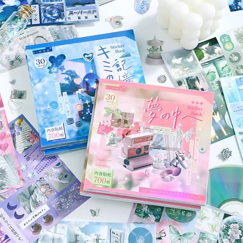 Dreamcore Japanese Aesthetic Sticker Book | 700+ Die-Cut Glossy and Matte Stickers for Journaling, Scrapbooking, Planners-Prayer Board Supplies-Vision Board Supplies - color: Dreamcore