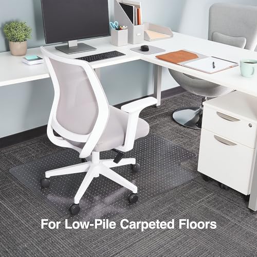 Staples Office Chair Mat, Clear Floor Mats with Lip, Low-Pile Carpets, Extended Under-Desk Coverage, 48 x 36 Inch, Smooth Glide - size: 36" x 48", style: Low-Pile