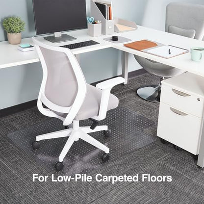 Staples Office Chair Mat, Clear Floor Mats with Lip, Low-Pile Carpets, Extended Under-Desk Coverage, 48 x 36 Inch, Smooth Glide - size: 36" x 48", style: Low-Pile