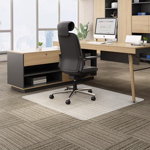 Office Chair Mat for Carpet, 45" x 53" Low Pile Carpet Protector Mat for Office Chair, Under Desk Office Mats for Rolling Chairs, Easy Glide, Rectangle - color: Flat-pile Carpets, size: 45'' x 53'' Rectangle