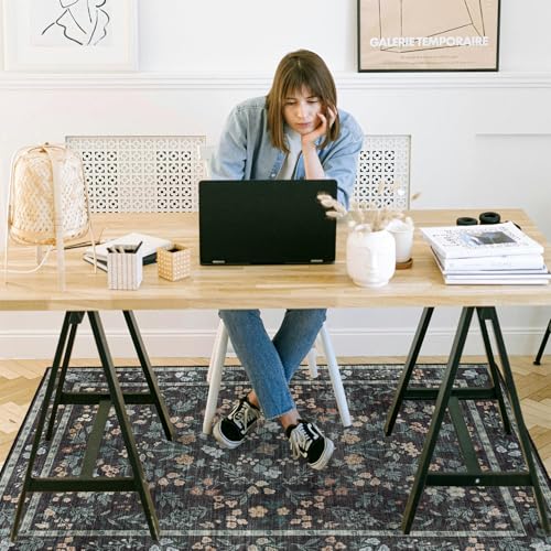 chakme Office Chair Mat for Hardwood Floor, 48"x36" Easy Glide Computer Desk Mat Protector for Rolling Chair Under Desk Rug Nonslip Backing, Machine Wash, (Floral) - color: Dark Green, size: 36"x48"