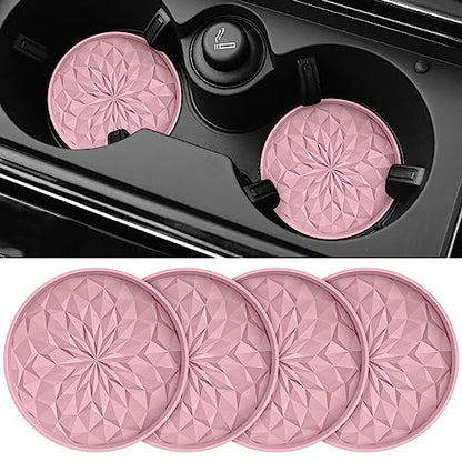 ME.FAN Car Coasters for Cup Holders [4 Pack] - 2.75In Silicone Auto Mug Mats - Universal Non-Slip Recessed Car Interior AccessoriesDusty Rose - color: 4 Pack-dusty Rose