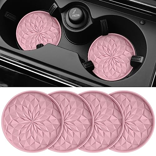 ME.FAN Car Coasters for Cup Holders [4 Pack] - 2.75In Silicone Auto Mug Mats - Universal Non-Slip Recessed Car Interior AccessoriesDusty Rose - color: 4 Pack-dusty Rose