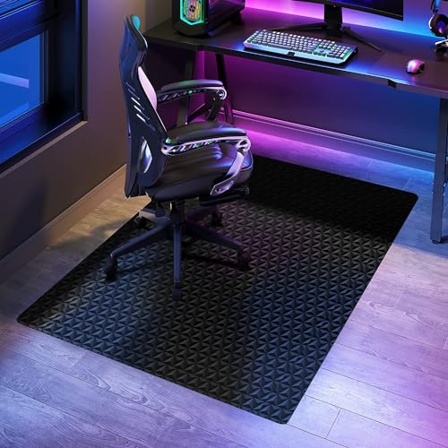 SALLOUS Chair Mat for Hard Floors, 47"x36" Office Chair Mat for Hardwood Floor, Multi-Purpose Hard Floor Protector Computer Desk Mat for Home Office, Non-Slip Vinyl Floor Mat for Gaming Chairs (Black) - color: Black (3d Hexagram Pattern), size: 47"x36" (f