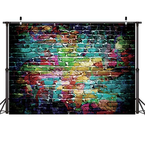 Graffiti Photography Backdrop,7x5ft Colorful Brick Wall Photography Backdrop for Bridal Shower Baby Birthday Party Banner Photo Props - size: 7x5ft