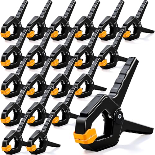 20 Pack Spring Clamps for Crafts & DIY - 3.5 Inch Plastic Woodworking Clamps, Small Balloon Arch Clips, Heavy Duty Tarp & Backdrop Holder Clips - color: Orange-20pcs