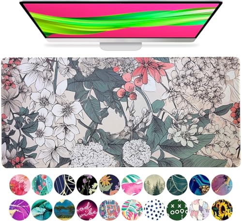 French KOKO Large Desk Mat 36" x 16.5" – Botanical Floral Mouse Pad for Keyboard & Mouse – Non-Slip Waterproof Desk Protector Aesthetic Office Pad for Women - color: Vintage Floral, size: 16.5" x 36"