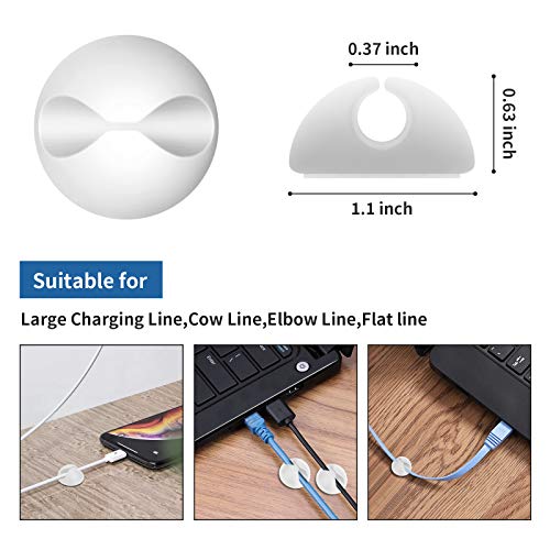 CHEFBEE 8 Pack Adhesive Cable Clips, Cable Cord Holder Organizer Management System for Desk, Wire Clips for All Your Computer, Electrical, Charging or Mouse Cord, White - color: White