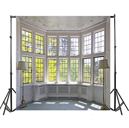 AOFOTO 5x5ft Classic French Pane Bay Windows Backdrop Luxury Retro Interior Decoration Floor Lamps Photography Background New Life Furniture Home Lifestyle Estate Modern Residence Photo Studio Props - size: 5x5ft
